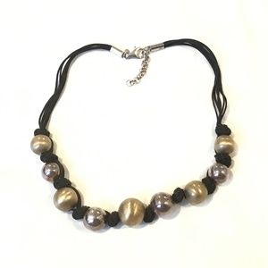 Sterling Silver Two Tone Ball Bead Knotted Multi-Cord Necklace 19 1/2” Long